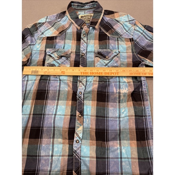 SHIRT BKE Buckle Men MEDIUM  L/S VTG Standard Fit Western Pearl Snap - Picture 6 of 9